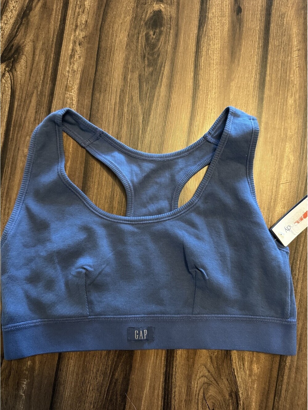 Gap Cotton Rib Racerback Bralette Blue Women Size M NWT